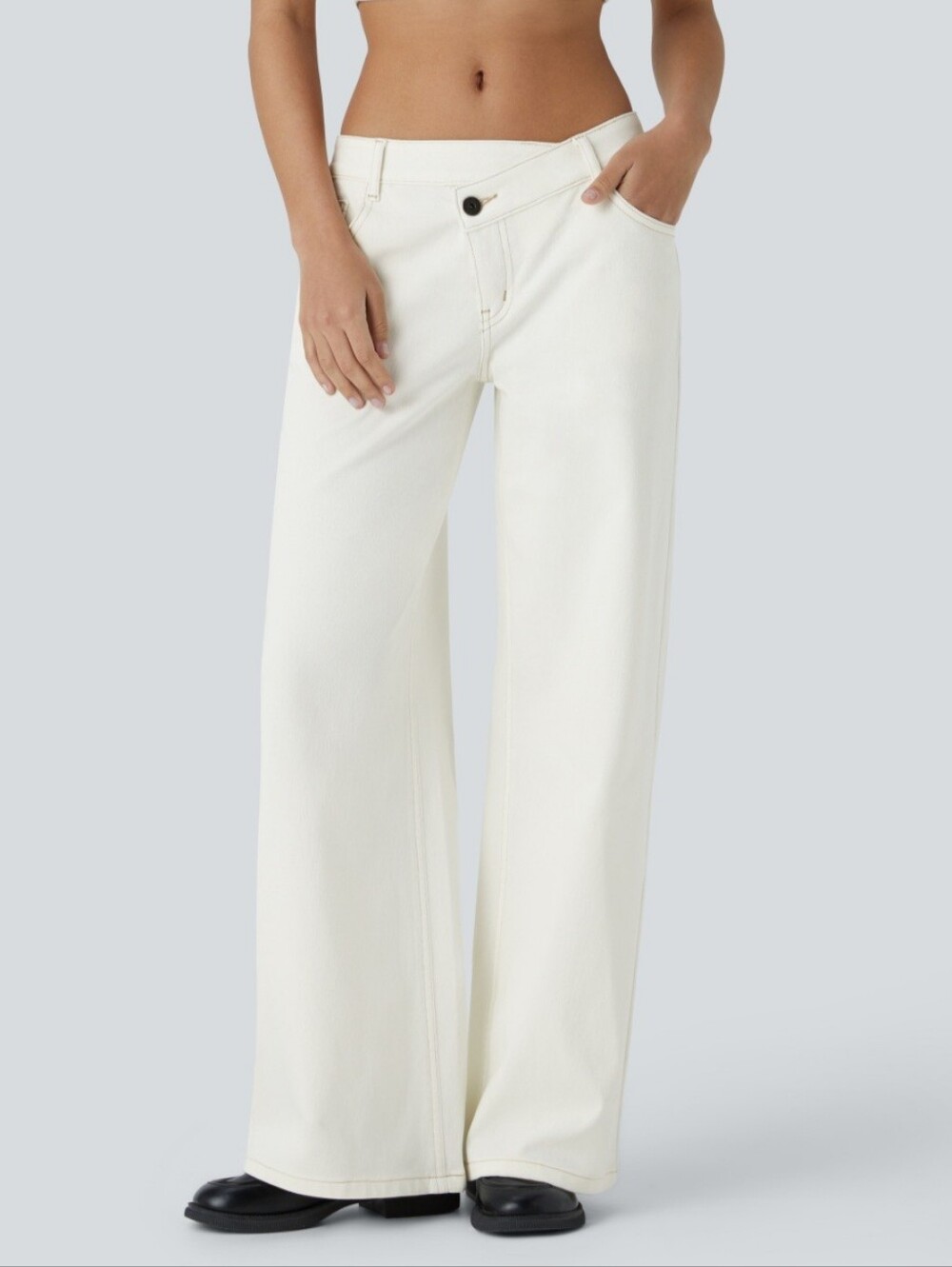 Halara Wide Leg Women Jeans in Cream